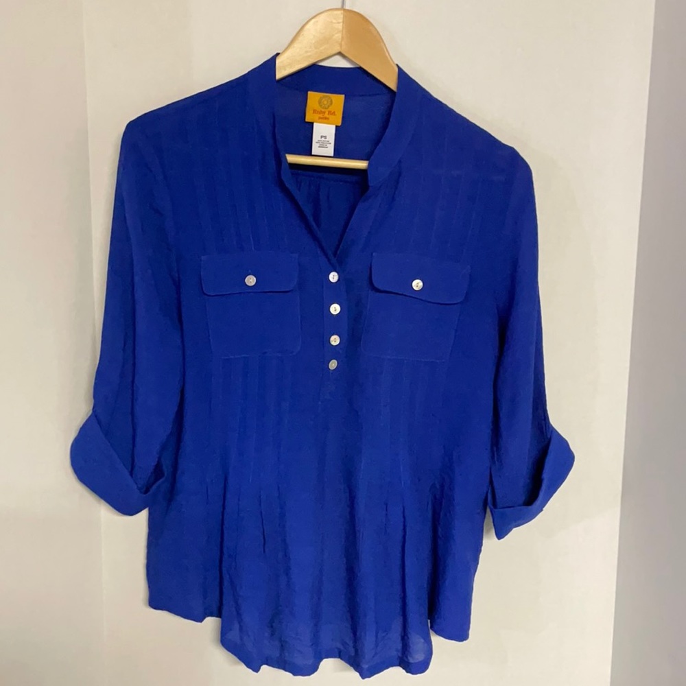 Ruby Rd Petite Small Blouse Royal Blue